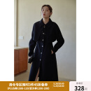 独束大码女装气质时尚毛呢两件套冬季新款胖mm两穿式双面呢大衣女 静谧黑 L