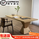 意式极简家用实木书桌客厅大长工作台电脑办公桌设计师悬浮餐桌子 白橡木（EO级国产多层板） 1600x800x750mm