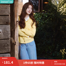 茵曼（INMAN）章若楠同款复古老钱风女装开衫毛衣2025春夏季新品通勤感针织衫 浅黄色 L