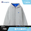 Champion冠军连帽棉服男2024冬季新款潮牌简约保暖外套撞色休闲女 浅灰色 M