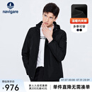 Navigare意大利小帆船男士棉服秋冬季可拆卸连帽外套夹棉保暖通勤夹克衫 黑 XL 码