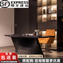 意式极简异形桌设计师实木书桌家用老板办公桌个性电脑桌长工作台 180x80x75cm 胡桃木色