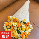 玫瑰花束毯子手工编织diy材料包毛线团钩织花朵毛毯花勾针铃兰花 三色蓝铃花材料包9团线送工具