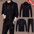 AX阿玛尼运动套装男士卫衣秋冬季加绒外套休闲跑步服三件套潮流 8929三件套【外套+卫衣+长裤】 M 165【建议90-120斤】