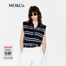 MO&Co.【C+系列】针织衫轻薄2025夏新品醋酸棉纱宽肩立裁条纹MBE2SWT026 蓝白条色 M /165