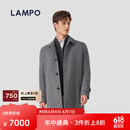 蓝豹（LAMPO）【花纱人字纹】羊毛羊驼毛灰色毛呢大衣男中长款翻领商务正装外套 灰色 L (48)