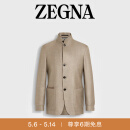ZEGNA杰尼亚男装春夏新品山羊绒、桑蚕丝及亚麻IL Conte伯爵夹克外套 浅灰褐色 50 (M)