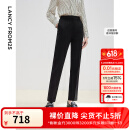 朗姿2025年春季新款高级感气质黑色直筒西裤职业长裤通勤西装裤女 黑色 M