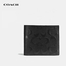 蔻驰（COACH）【品牌直供】男士短款折叠钱包卡包黑色皮革CR957BLK