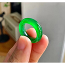 胖东来品质翡翠戒指帝王绿天l然缅甸尾戒A货冰种阳绿指环玉石祖母 22号