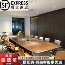高档轻奢实木皮会议桌长桌简约现代大型会议室桌子办公桌桌椅组合 6000x1800x750（实木皮会议桌）