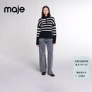 Maje2024秋冬款女装时尚宽松条纹高领套头衫针织衫MFPPU00845 黑色 T1