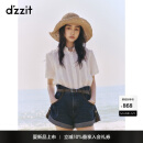 DZZIT地素牛仔短裤2025夏季新款丹宁宽松廓形纯棉卷边裤子女3J2R1111T 深蓝色 S