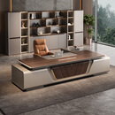 嘉志总裁办公桌老板桌轻奢高端办公室家具董事长大班台办公桌椅组合 2.8米老板桌+3.1米文件柜