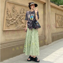 洛德顿 RUODEDUN孕妇装新款休闲薄款短袖上衣半身裙外穿两件套女孕妇套装 灰色上衣+半身裙 M