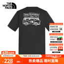 北面（The North Face）短袖T恤男女 美式休闲半袖透气小汽车卡通印花简约 黑色 L /175