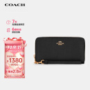 蔻驰（COACH）【品牌直供】女士长款环绕式拉链黑色皮革钱包C3441IMBLK