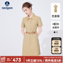Navigare意大利小帆船 女士短袖衬衫裙通勤收腰连衣裙2322844513 砂 M 