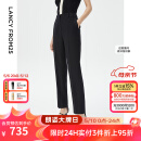 朗姿黑色气质高腰直筒修身职业西装裤夏季新款工作正装裤子 黑色3 M