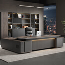 老板办公桌椅组合轻奢高级感年轻总裁大班台简约现代主管 2.2米老板桌+老板椅+2.4米书柜