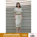 独束大码女装【黑标系列智性通勤】 通勤职场连衣裙2024夏季新款 卡其 XL (尺码：3)