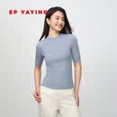 EP雅莹女装 桑蚕丝羊绒中袖圆领修身针织衫上衣 商场同款9518A 蓝色 XL