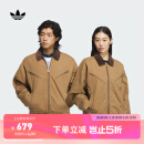 adidas情侣款经典宽松运动保暖翻领棉服外套阿迪达斯官方三叶草 沙漠棕/金 L
