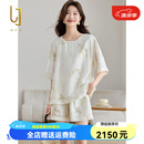 OLJ轻奢品牌套装女2025年夏季新款新中式国风天丝宽松上衣裤子两件套 兰花 M