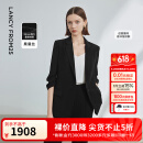 朗姿职业正装黑色气质西服外套女装夏季新款商务西装 黑色 2XL