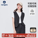 Navigare意大利小帆船女士叠穿西装马甲外套无袖开衫2311094504 灰 L 