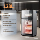 沃家好太太消毒柜家用小型立式台式大容量厨房单门双门消毒烘干一体机 128L F不锈钢+双门4层+送接水盘