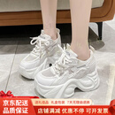 GUYNVD内增高老爹鞋女2025新款百搭网面休闲鞋透气厚底休闲运动小白鞋 白色 单层 34
