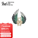 She's发饰 情人鸟刺绣羽翼抓夹 后脑勺盘发鲨鱼夹 520礼物 送女友