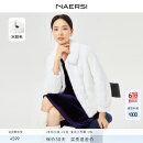 娜尔思（NAERSI）【水貂毛】思短款白色皮草女冬装新款半开领外套 本白色 L