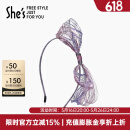 She's茜子原创线之乐章大号蝴蝶结手工编织气质发箍头箍发卡头饰送妈妈 紫色E0