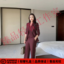 SUSTYLEG轻奢品牌西服套装女安可拉红新款一粒扣西装简约干练气质三件套 安可拉红 L