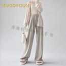 洛德顿 RUODEDUN孕妇裤新款阔腿孕妇裤子外穿休闲孕早期装小个子薄款孕妇裤 燕麦色 M