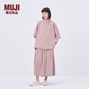 无印良品（MUJI）IDEE 女式 平纹 短袖衬衫 女士衬衣25年夏季女装上衣GA41CC5S 烟熏粉色 M （155/80A）