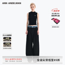 ANN ANDELMAN【明星同款】 官方直营 牛仔腰头拼接西裤直筒长裤 黑色 38