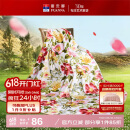 富安娜家纺毯子 法兰绒毯毛毯午睡毯空调毯四季毯子 左岸花开1.8*2m