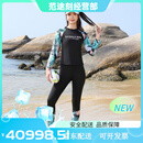 OIMG游泳衣女分体三件套2024新款保守防晒长袖长裤潜水女士泡温泉泳装 黑色三件套 S