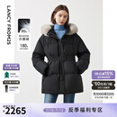 朗姿霍尔多巴吉白鹅绒可拆卸狐狸毛领加厚羽绒服外套冬季新款 黑色 L