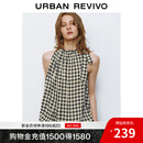 UR2025夏季新款女装波嬉风撞色格纹超宽松罩衫衬衫UYU250031 黑色格子 S (XS-S)
