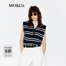 MO&Co.【C+系列】针织衫轻薄2025夏新品醋酸棉纱宽肩立裁条纹MBE2SWT026 蓝白条色 S /160
