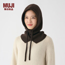 无印良品 MUJI 带风帽的 围脖巴拉克拉法帽保暖护耳毛线帽冬季帽子小红帽 深咖啡棕色 宽26*长49cm