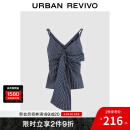 UR2025夏季新款女装设计感扭结格纹棉质吊带衫UWG250128 深蓝色格子 (领口偏低) S