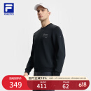 FILA 斐暖科技|斐乐官方男子套头卫衣2025春新款健身运动针织长袖上衣 深黑-BK XL （180/100A/XL）