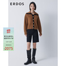 ERDOS 撞色摩登时尚减龄浮雕包铜金属扣双畦女开衫羊绒衫 焦糖 175/96A/XXL
