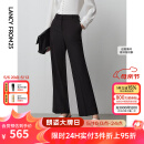 朗姿黑色高腰垂感阔腿裤显瘦长裤24年春季新款女士通勤裤子 黑色3 L