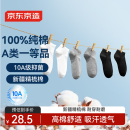 京东京造【纯棉100%】6双男式短袜10A抗菌休闲透气袜子船袜 黑百灰